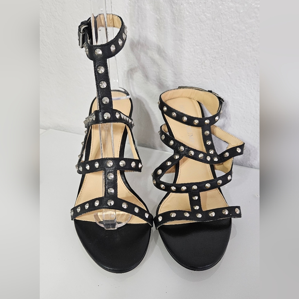Ivanka Trump Leather Stud Stilleto Sandals Heels - Picture 8 of 8